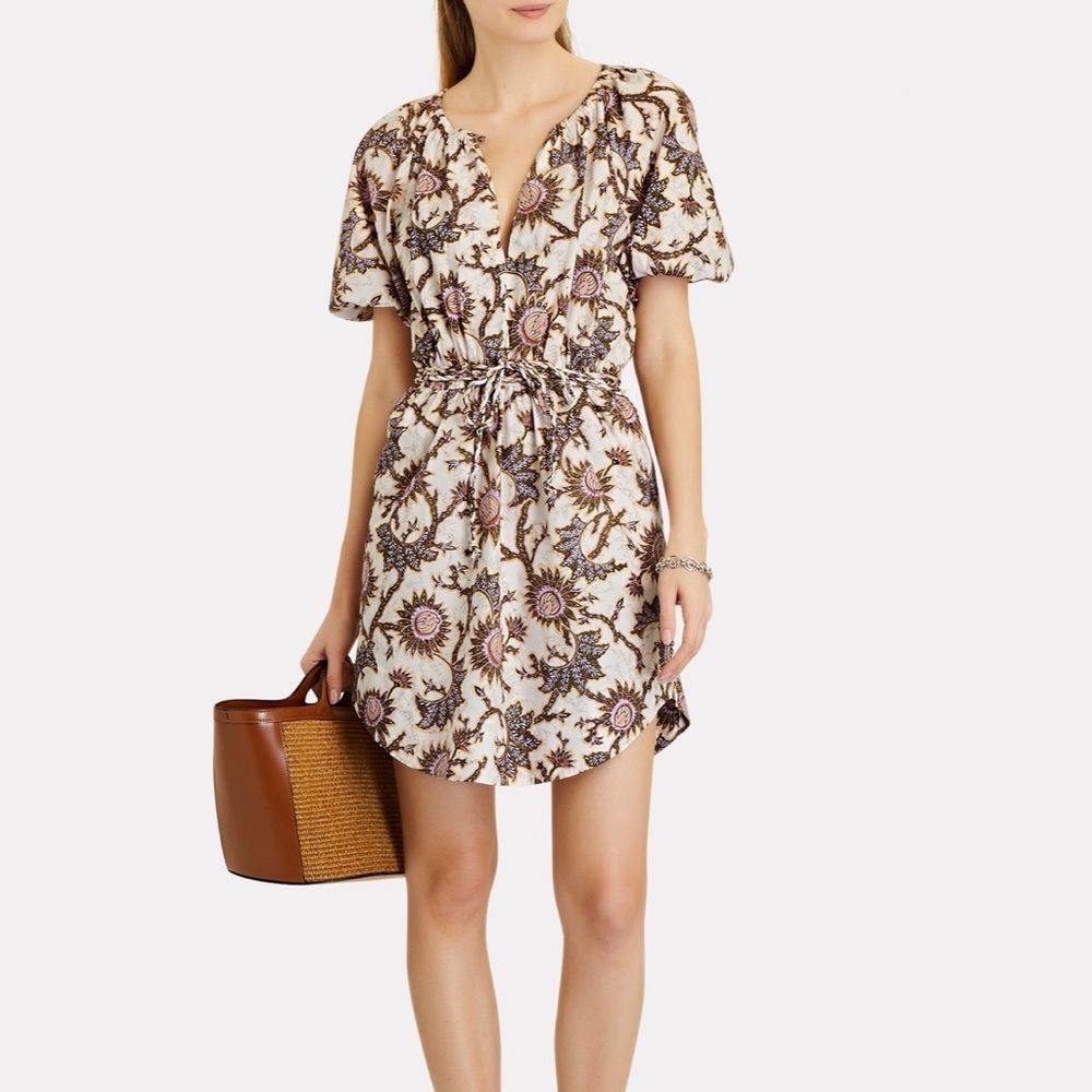 ALC Adelaide Floral Tie-Waist Mini Dress Size: 6